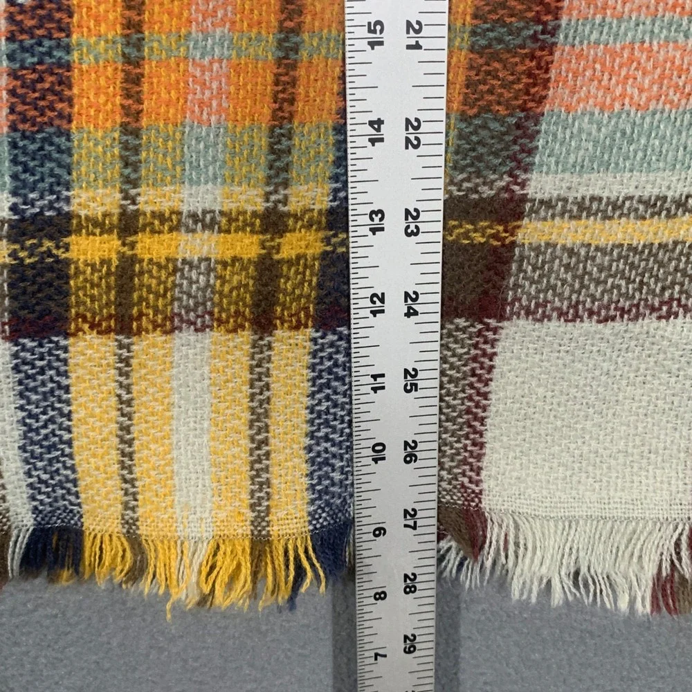 Unbranded Plaid Blanket Scarf Unisex OS Multicolor Fringed Fall Winter Warm Soft
